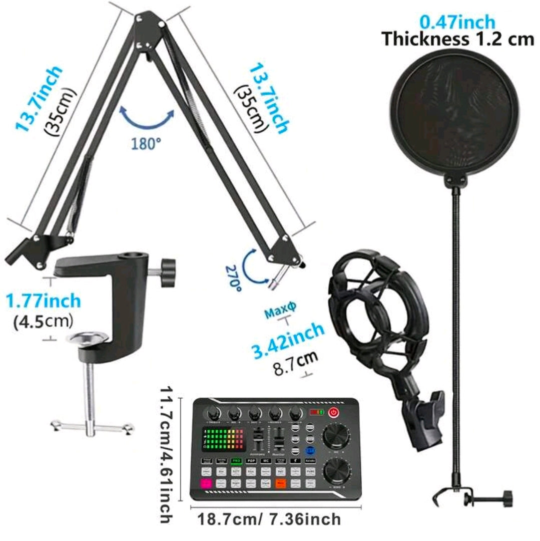 Aufnahmestudio-Kit, beinhaltet professionelles Audiointerface und Podcast-Mikrofon, geeignet für Gamer, Podcaster, Aufnahmen, Gesang, Live-Streaming, Kondensator-Mikrofon-Aufnahmestudio-Set