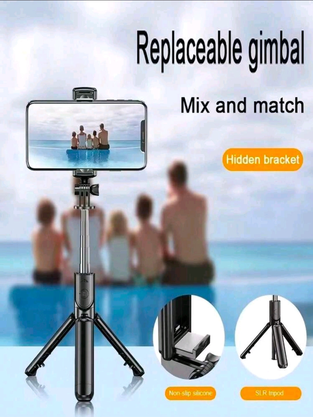 Drehbarer Handgehaltener Mini- Selfei-Sick für Mobieltelefone, Distanzstabilisator, mit bluetooth ,Selfie-Aiflöser