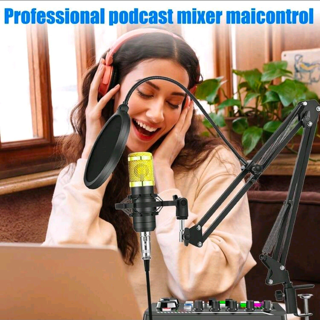 Aufnahmestudio-Kit, beinhaltet professionelles Audiointerface und Podcast-Mikrofon, geeignet für Gamer, Podcaster, Aufnahmen, Gesang, Live-Streaming, Kondensator-Mikrofon-Aufnahmestudio-Set