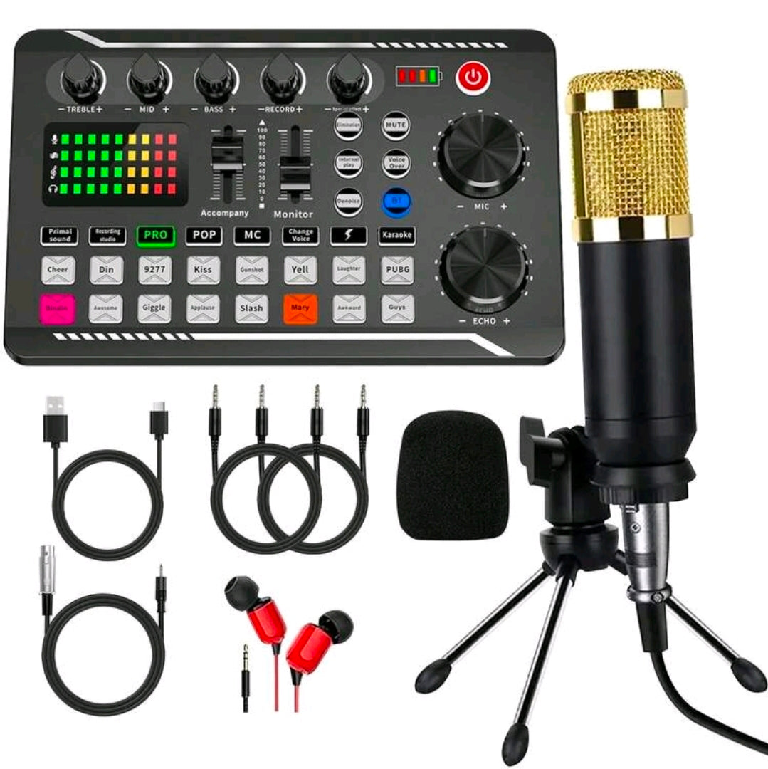 Aufnahmestudio-Kit, beinhaltet professionelles Audiointerface und Podcast-Mikrofon, geeignet für Gamer, Podcaster, Aufnahmen, Gesang, Live-Streaming, Kondensator-Mikrofon-Aufnahmestudio-Set