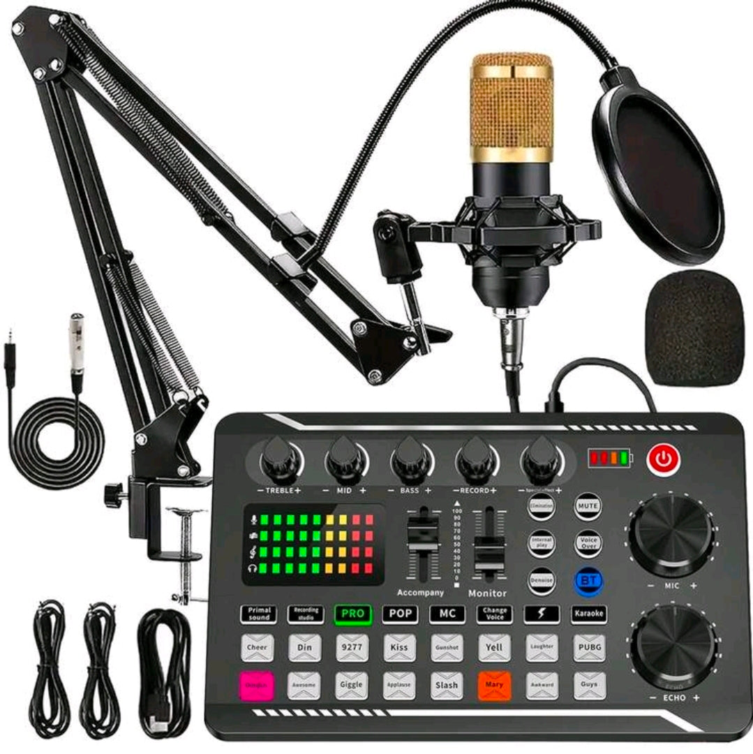 Aufnahmestudio-Kit, beinhaltet professionelles Audiointerface und Podcast-Mikrofon, geeignet für Gamer, Podcaster, Aufnahmen, Gesang, Live-Streaming, Kondensator-Mikrofon-Aufnahmestudio-Set