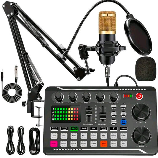 Aufnahmestudio-Kit, beinhaltet professionelles Audiointerface und Podcast-Mikrofon, geeignet für Gamer, Podcaster, Aufnahmen, Gesang, Live-Streaming, Kondensator-Mikrofon-Aufnahmestudio-Set
