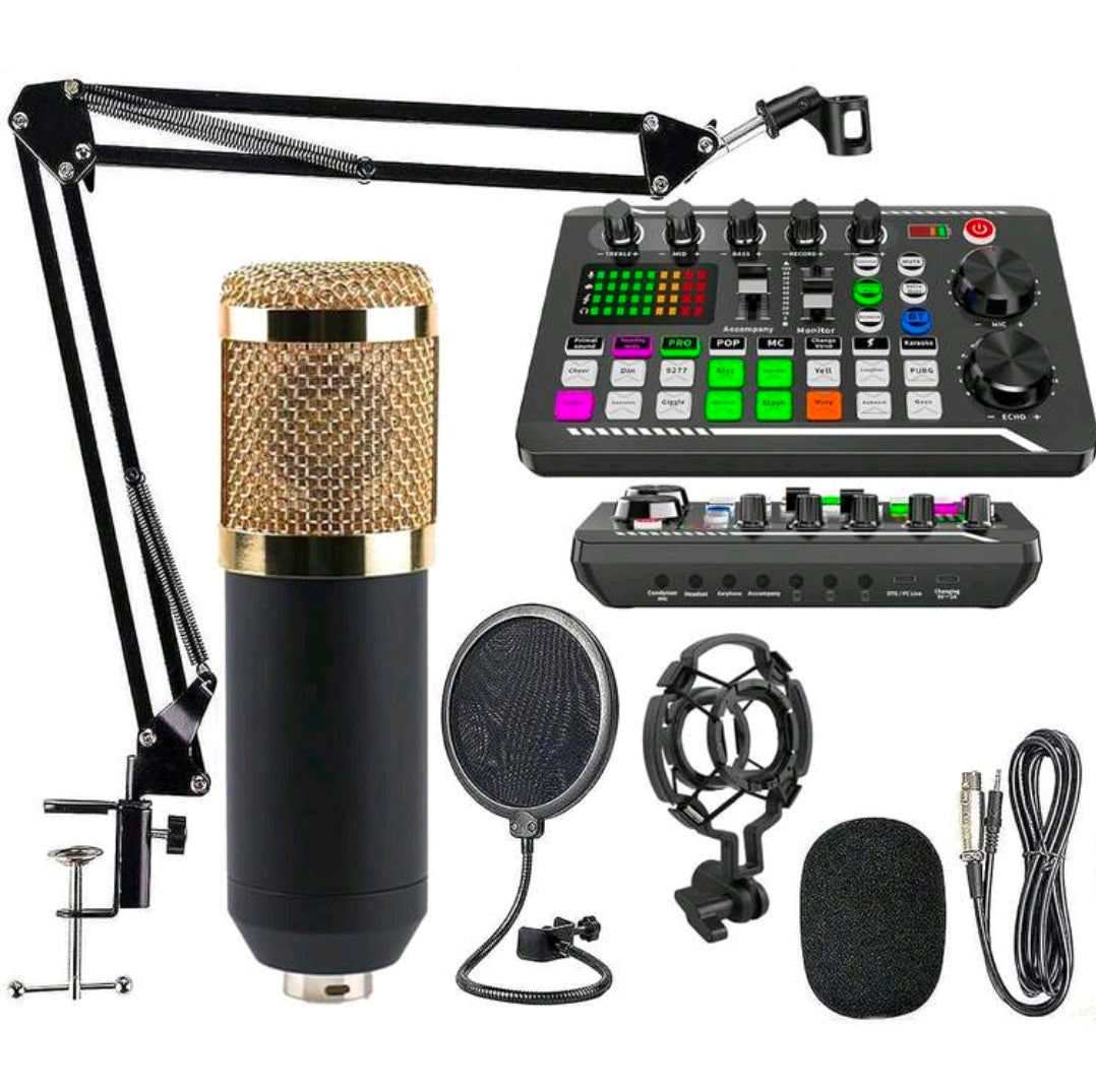 Aufnahmestudio-Kit, beinhaltet professionelles Audiointerface und Podcast-Mikrofon, geeignet für Gamer, Podcaster, Aufnahmen, Gesang, Live-Streaming, Kondensator-Mikrofon-Aufnahmestudio-Set