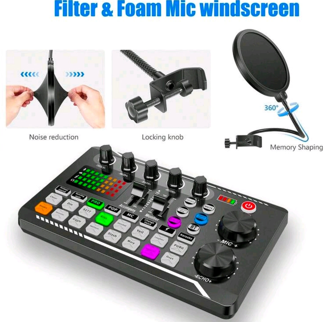 Aufnahmestudio-Kit, beinhaltet professionelles Audiointerface und Podcast-Mikrofon, geeignet für Gamer, Podcaster, Aufnahmen, Gesang, Live-Streaming, Kondensator-Mikrofon-Aufnahmestudio-Set